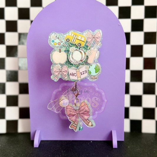 Teacher Badge Reel w/charms