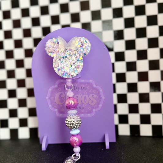 Miss Mouse Badge Reel w/beads (Magical Kingdom)