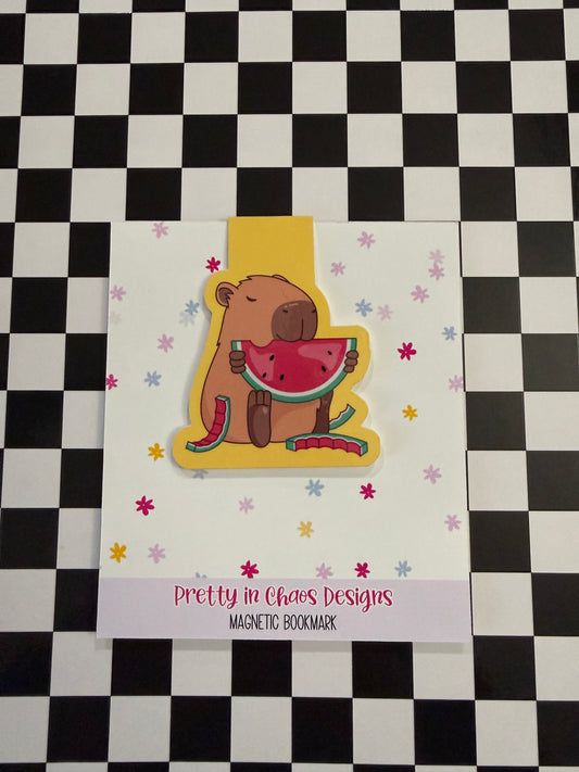 Watermelon Capybara Magnetic Bookmark