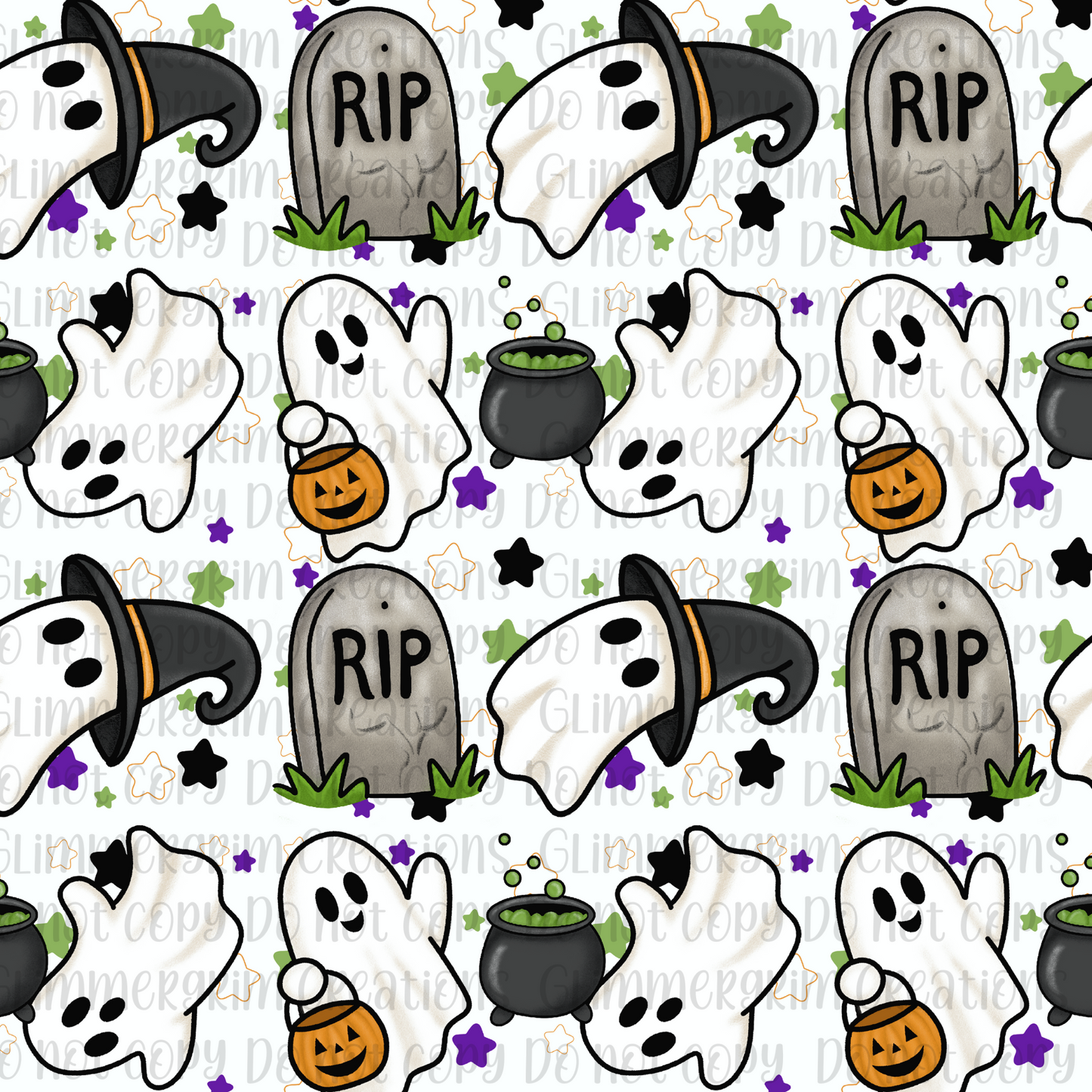 Ghosties Seamless Pattern